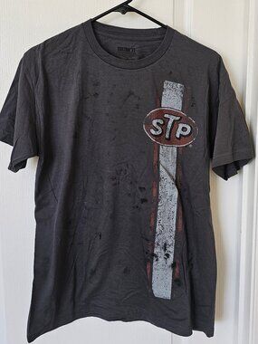 STP Officially Licensed "Oil Stains" T-shirt w/stripe Y2K | Mens Medium | NWOT
